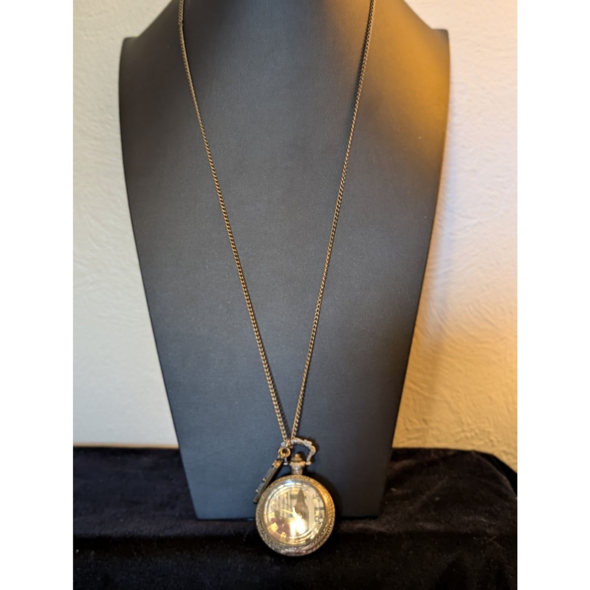 Paris Antiqued Bronze Retro VTG Style Steampunk Quartz Open Face Charm Necklace