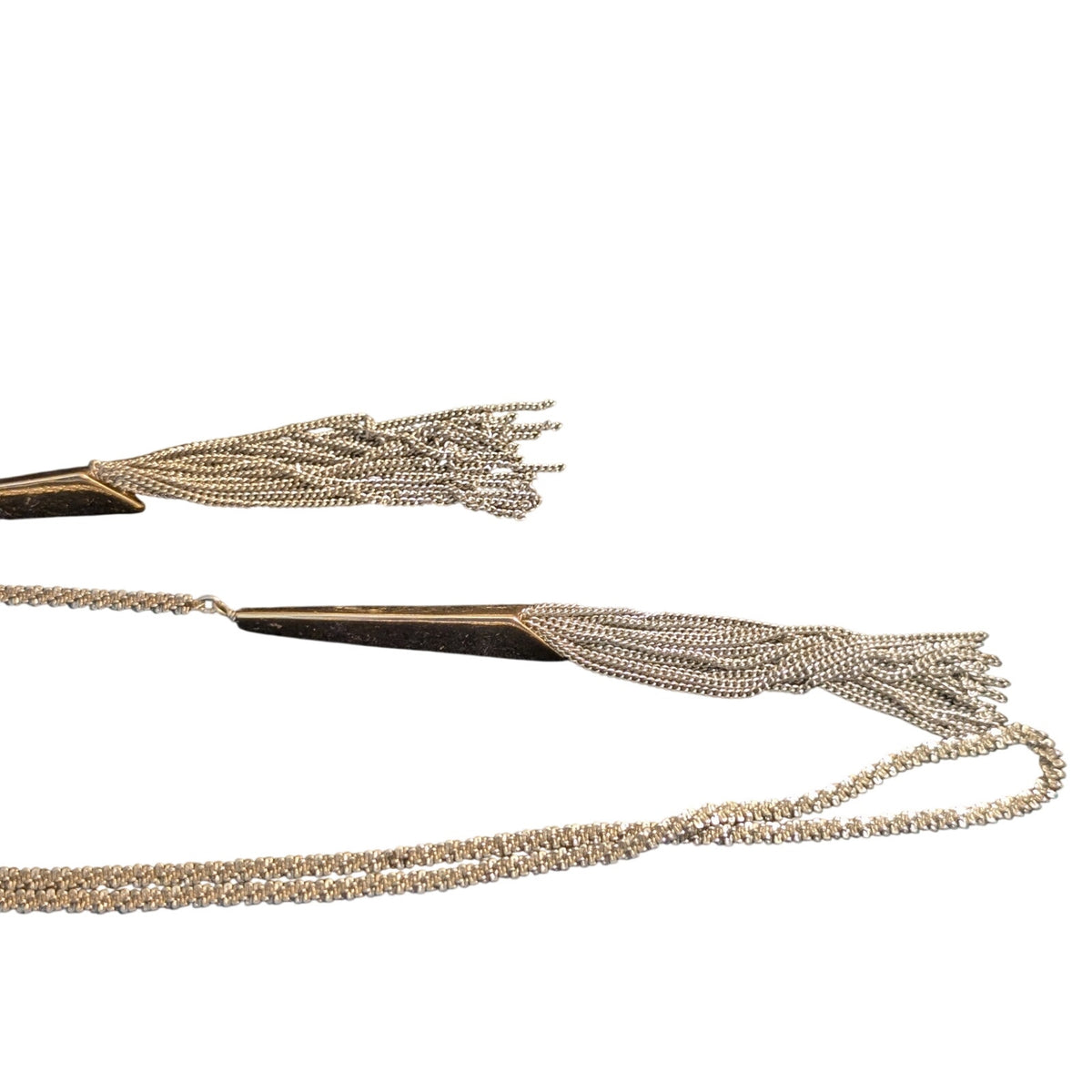 Silver Tone Margherita Chain Link Lariat Tassel Long Necklace