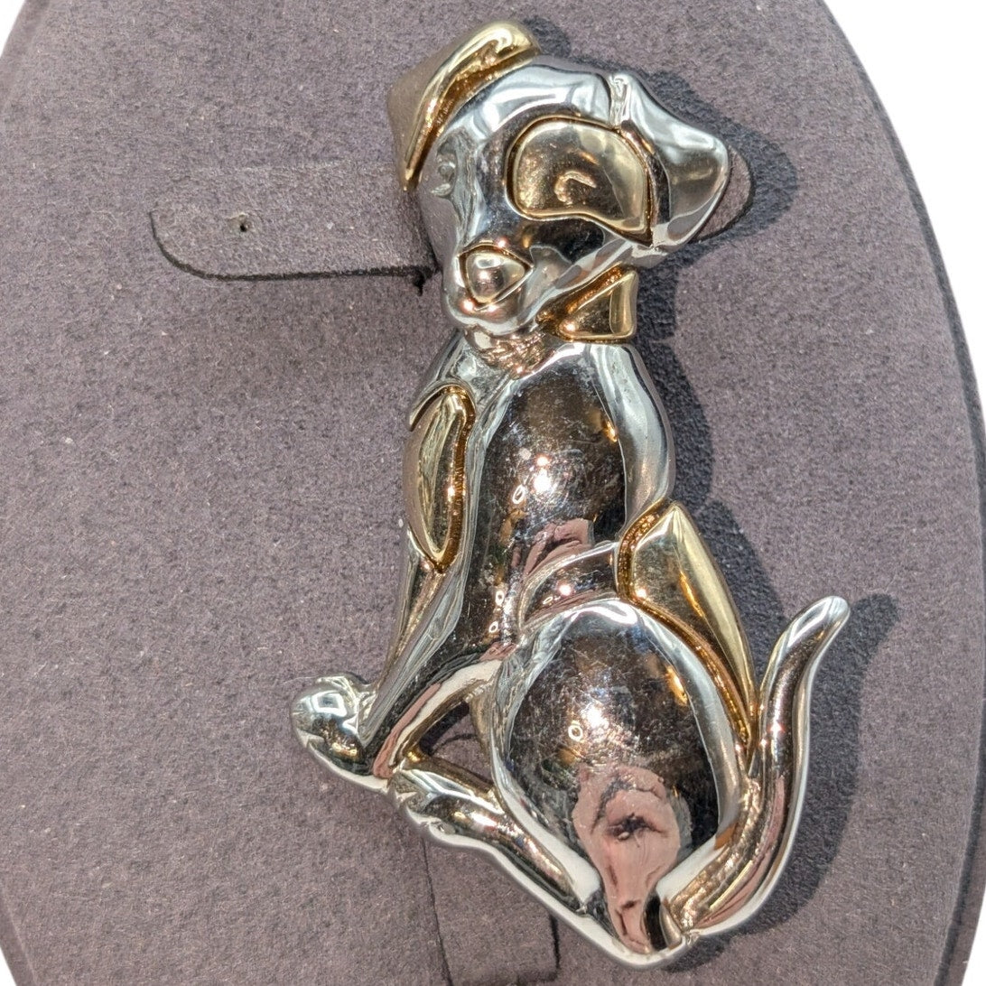 Vintage Signed Liz Claiborne Two Tone Puppy Dog Brooch