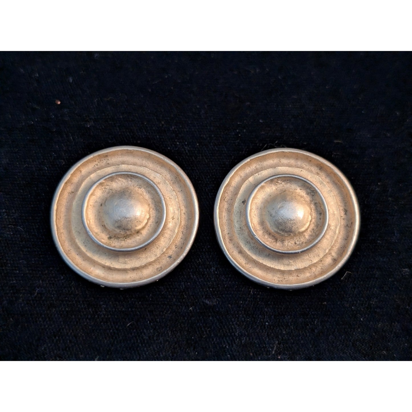 Vintage Brushed Gold Tone Round Clip On Earrings