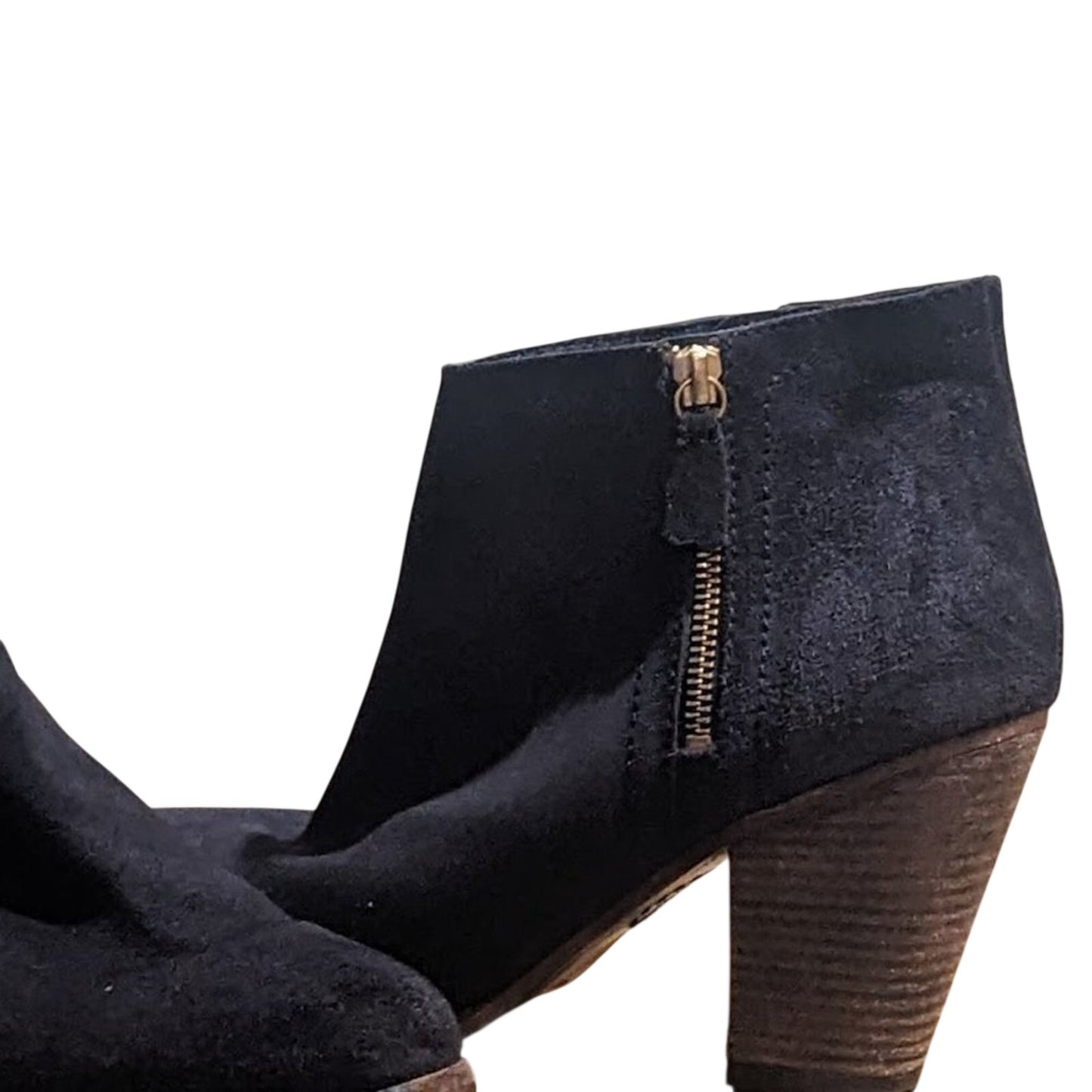 BODEN Women's Size 10.5" (EU 42) Navy Suede Side Zip Bootie with Cuban Heel