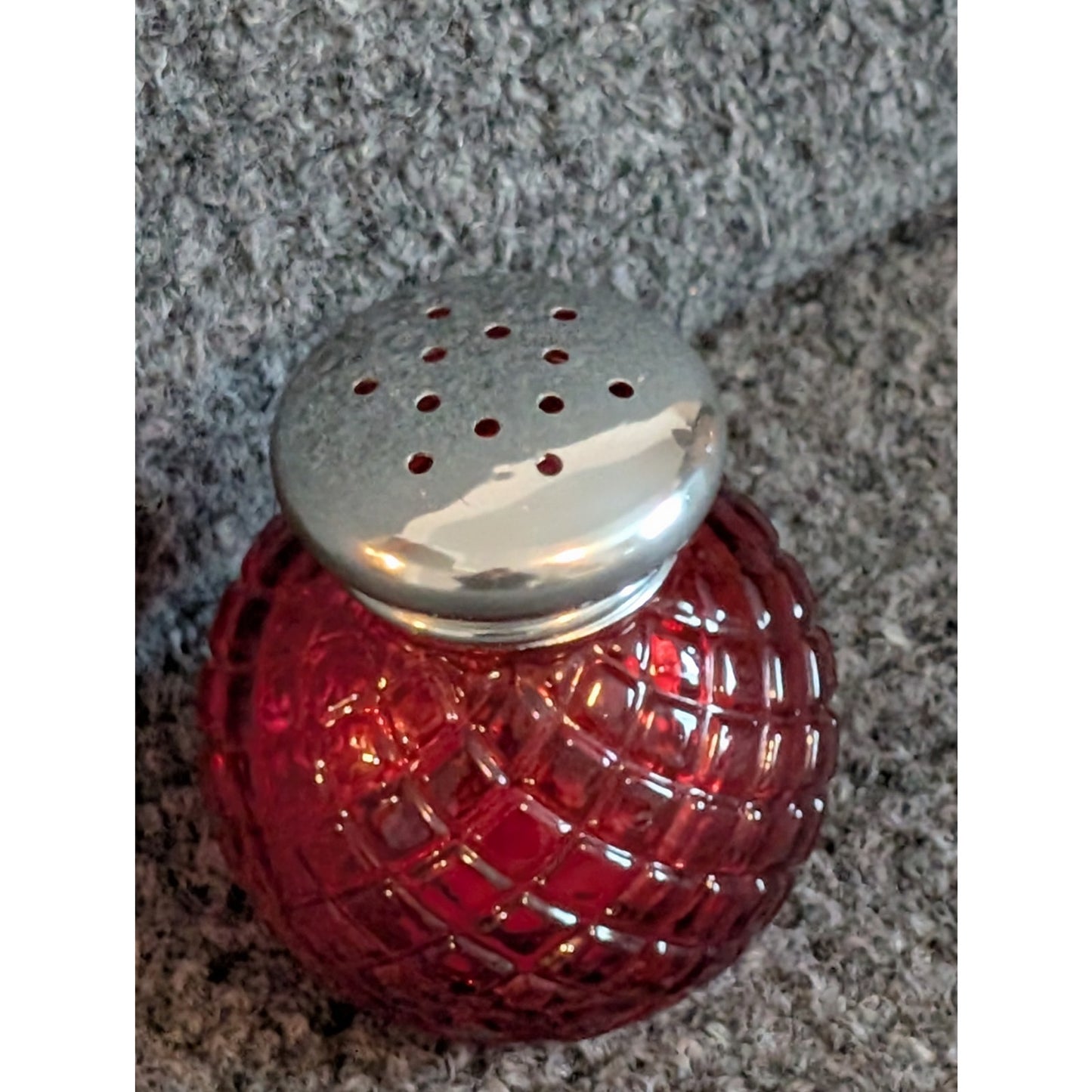 Vintage Avon Red Glass  1.5 Oz Charisma Powder Sachet Shaker Bottle