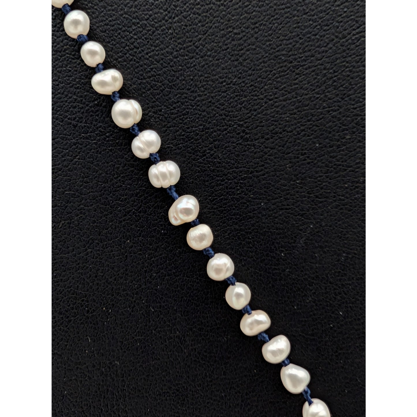 Vtg Zacasha Genuine Pearl Navy Filigree Bead Blue Silver Tassel Boho Necklace