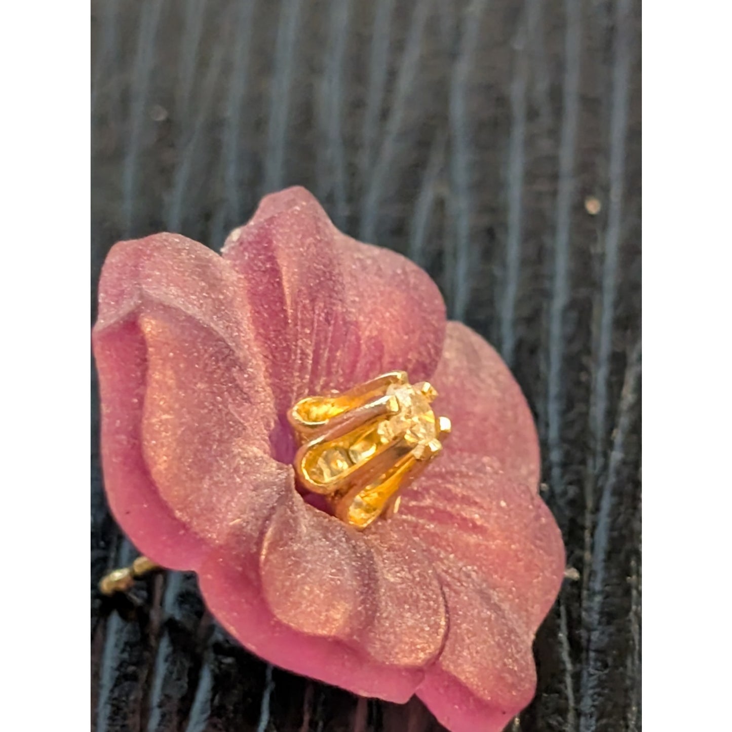 14k Vtg Tested Diamond Stud Earrings W/ Removable Purple Carved Flower Jacket