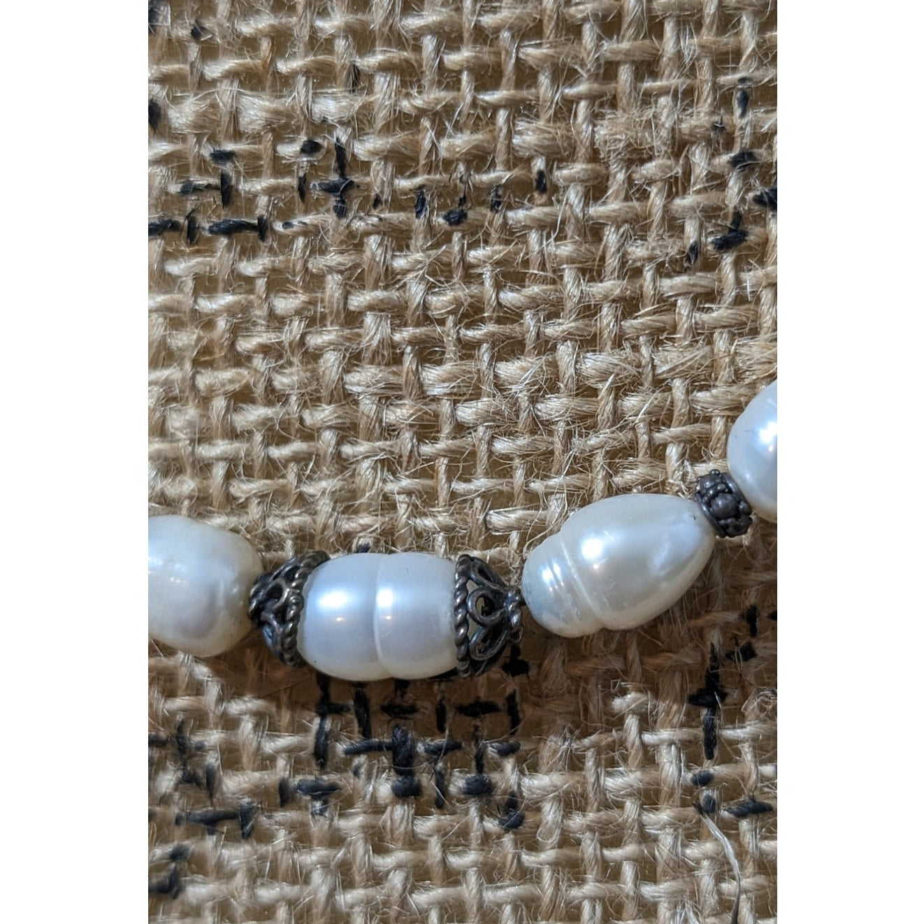 Vintage Freshwater Pearl 925 Sterling Silver Bali Bead Byzantine Hook Clasp