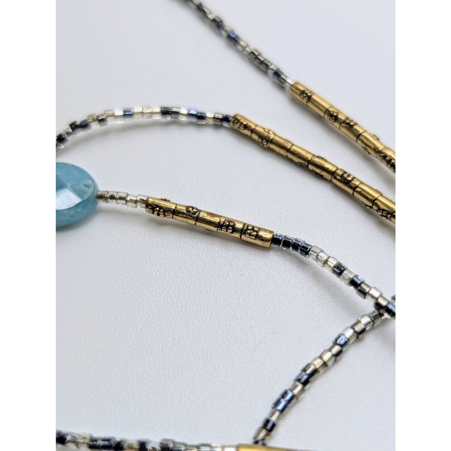 Silpada Sterling Olivia Quartzite Shell Larvikite Kyanite Glass Brass Necklace