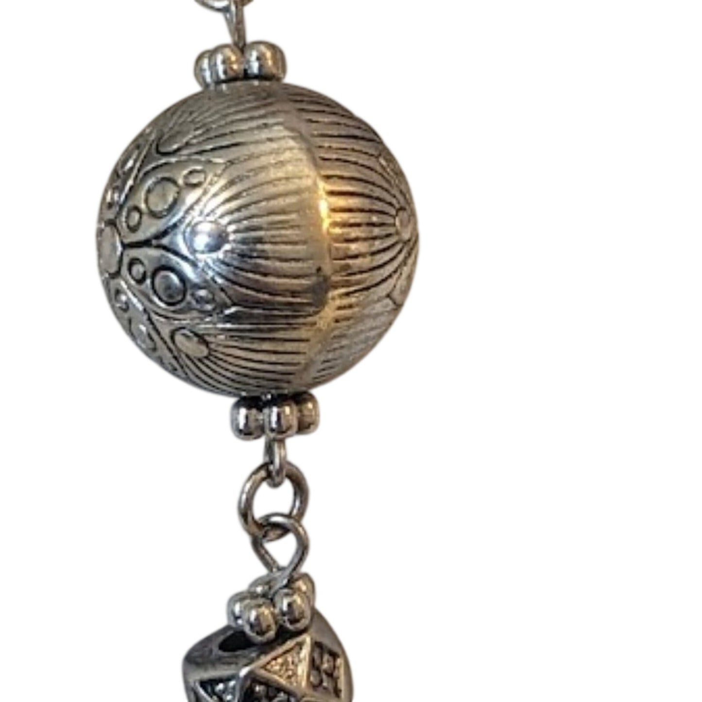 Gemstones, Silver Tone Balls and Beads, and Silver Tone Oval Necklace