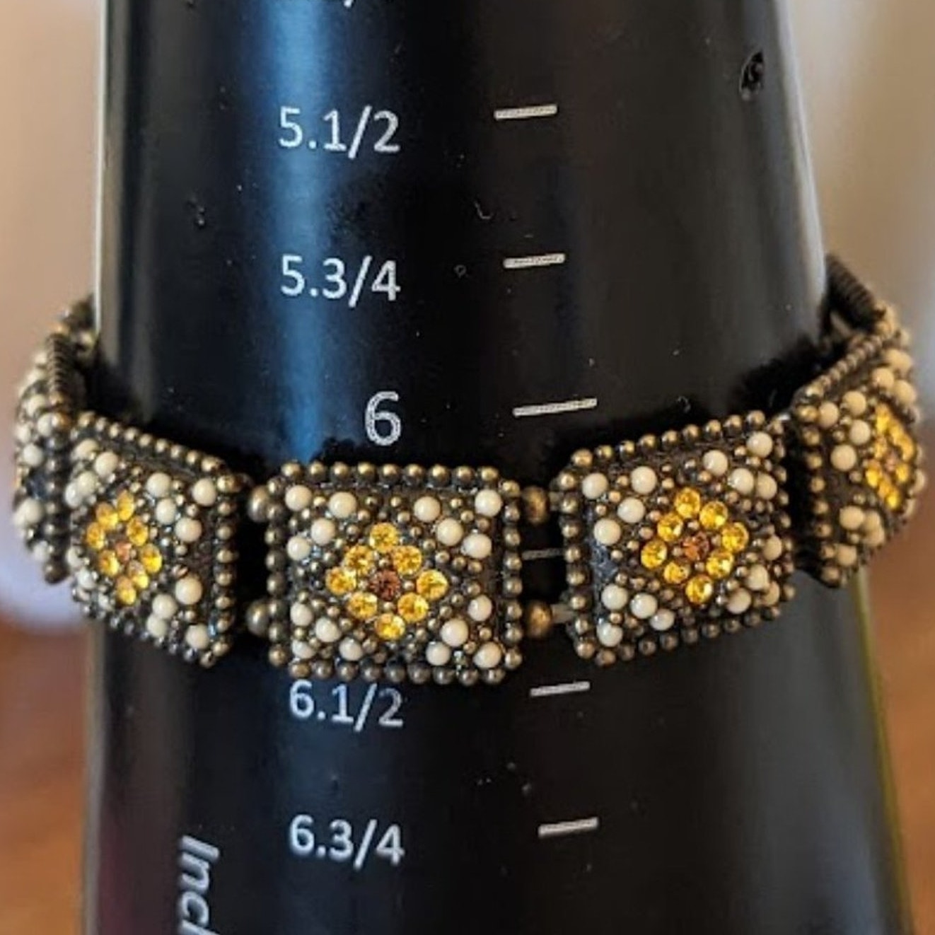 Bronze Rhinestone Beaded Stretch and Gold Tone Magnet Closure Chain Bracelets