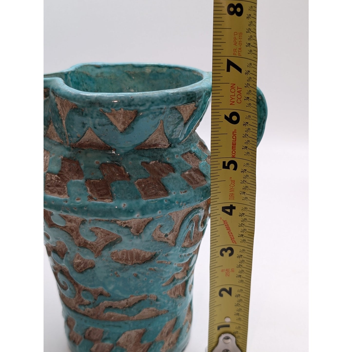 Vintage Turquoise Blue Italian Pottery Pitcher