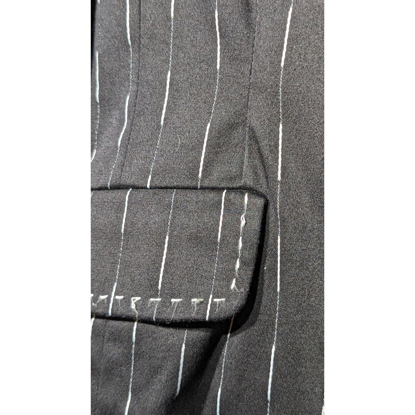 Lucy Perida Boutique Brand Black Stripe Lined Cotton Stretch Blazer Womens Sz 10