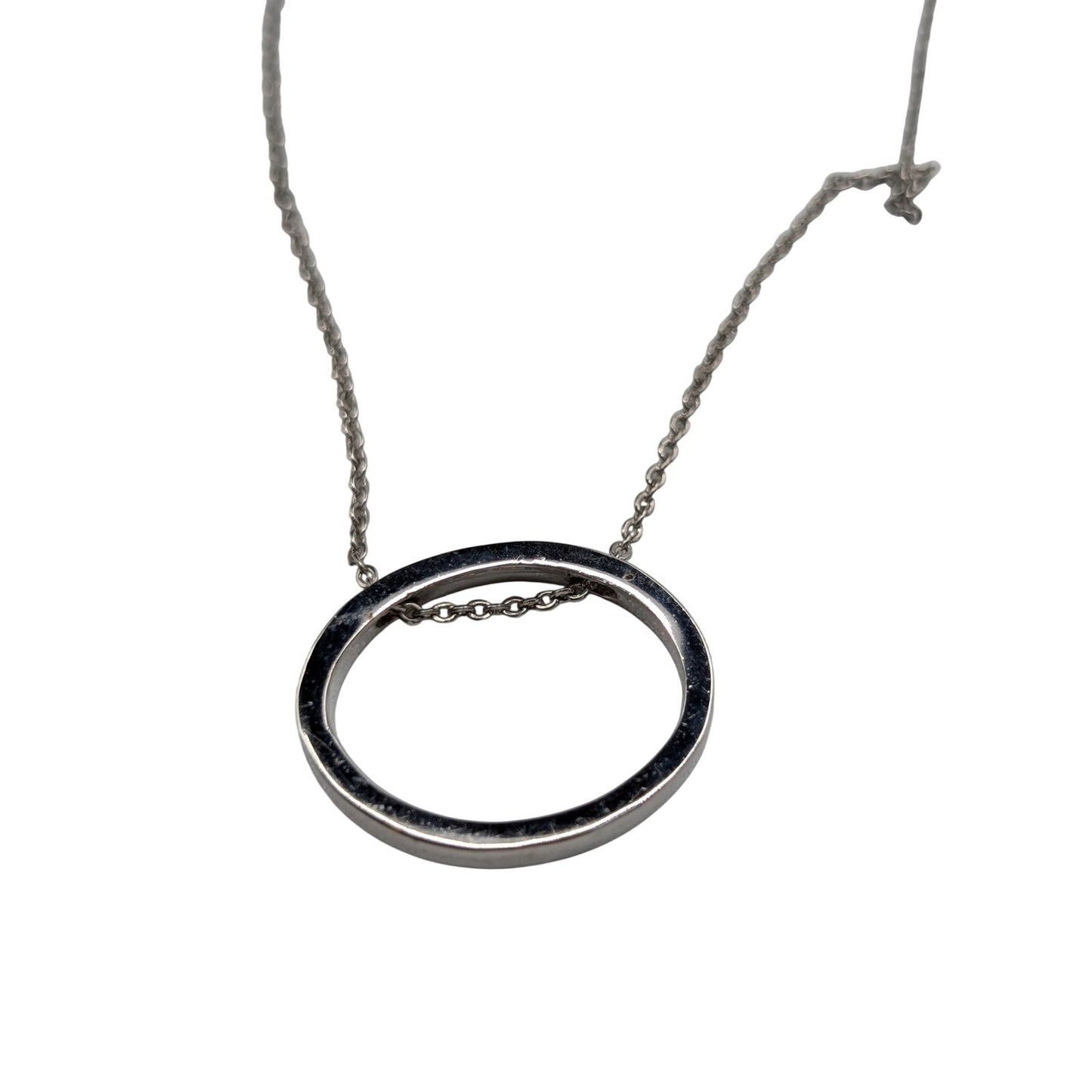 Nana Platinum Plated Sterling Silver CZ Oval Pendant Chain Necklace
