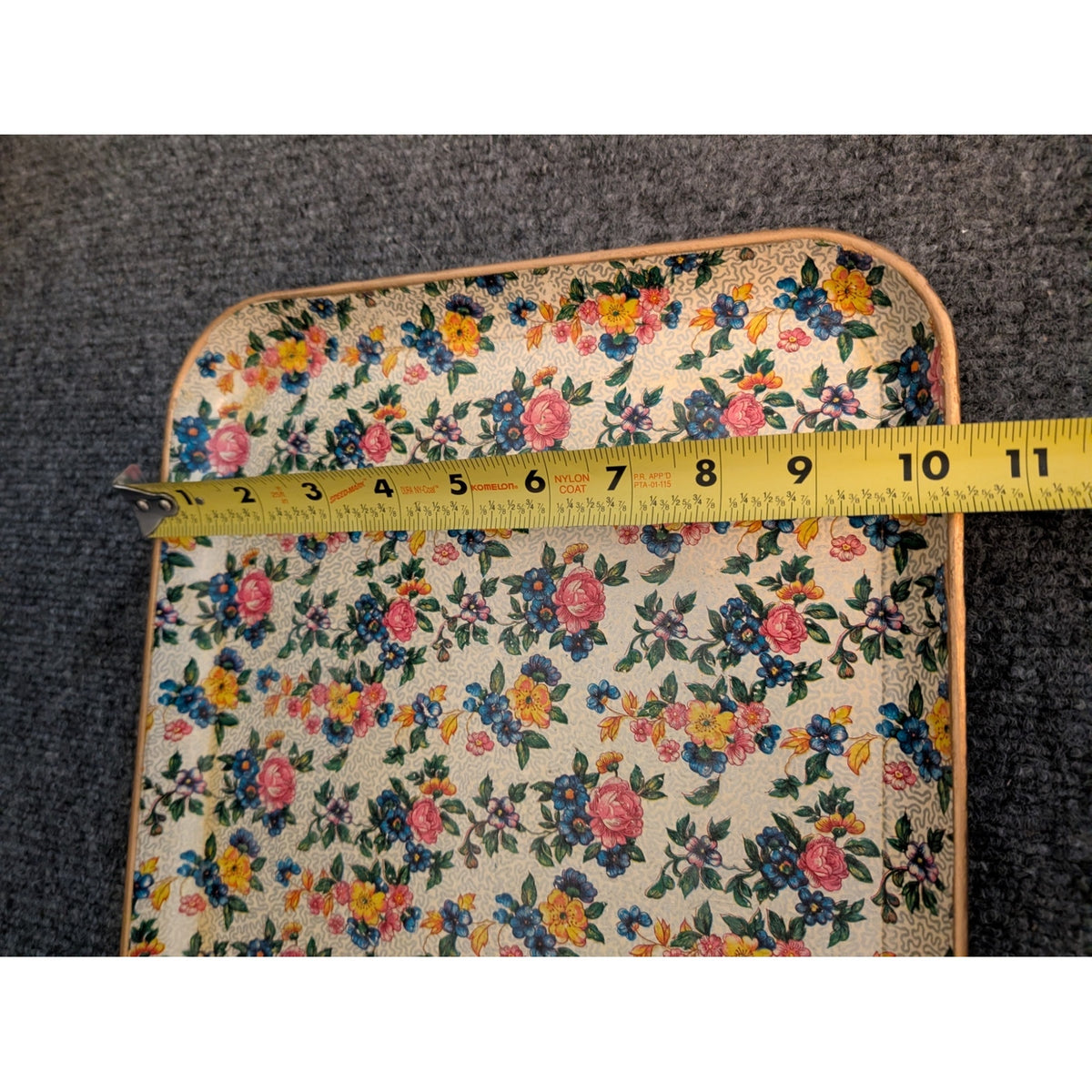 Vintage 50s Japanese Paper Mache Highmount Lacquer Floral Gilt Trim 14X10 Tray