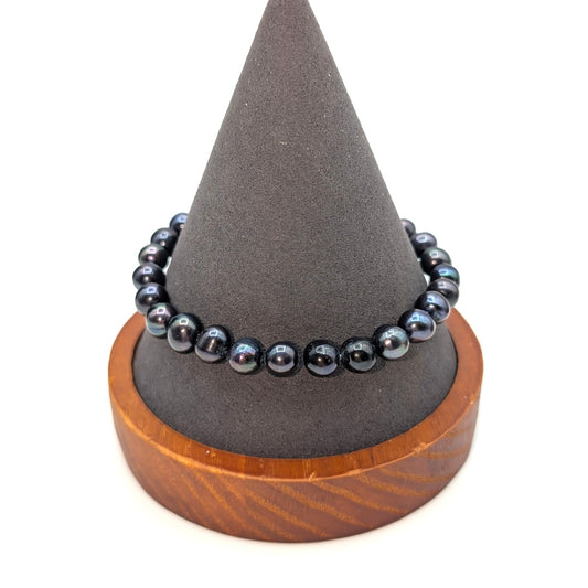 Genuine Approximate 7mm Peacock Knotted Pearl Gold Tone Slide In Clasp Bracelet