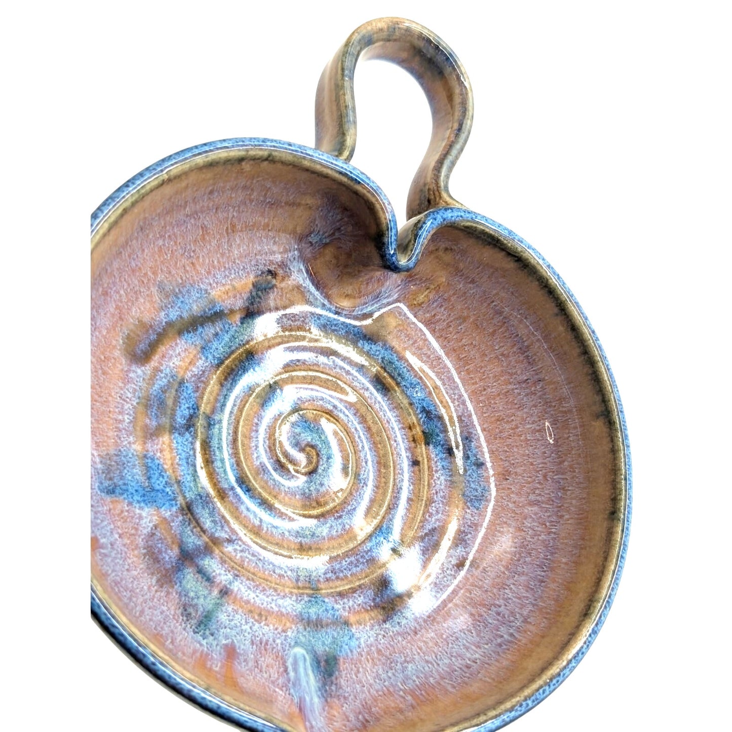 Signed & Stamped Janet Rodriguez Artisan Lavender Blue Heart Leaf Shaped Dish