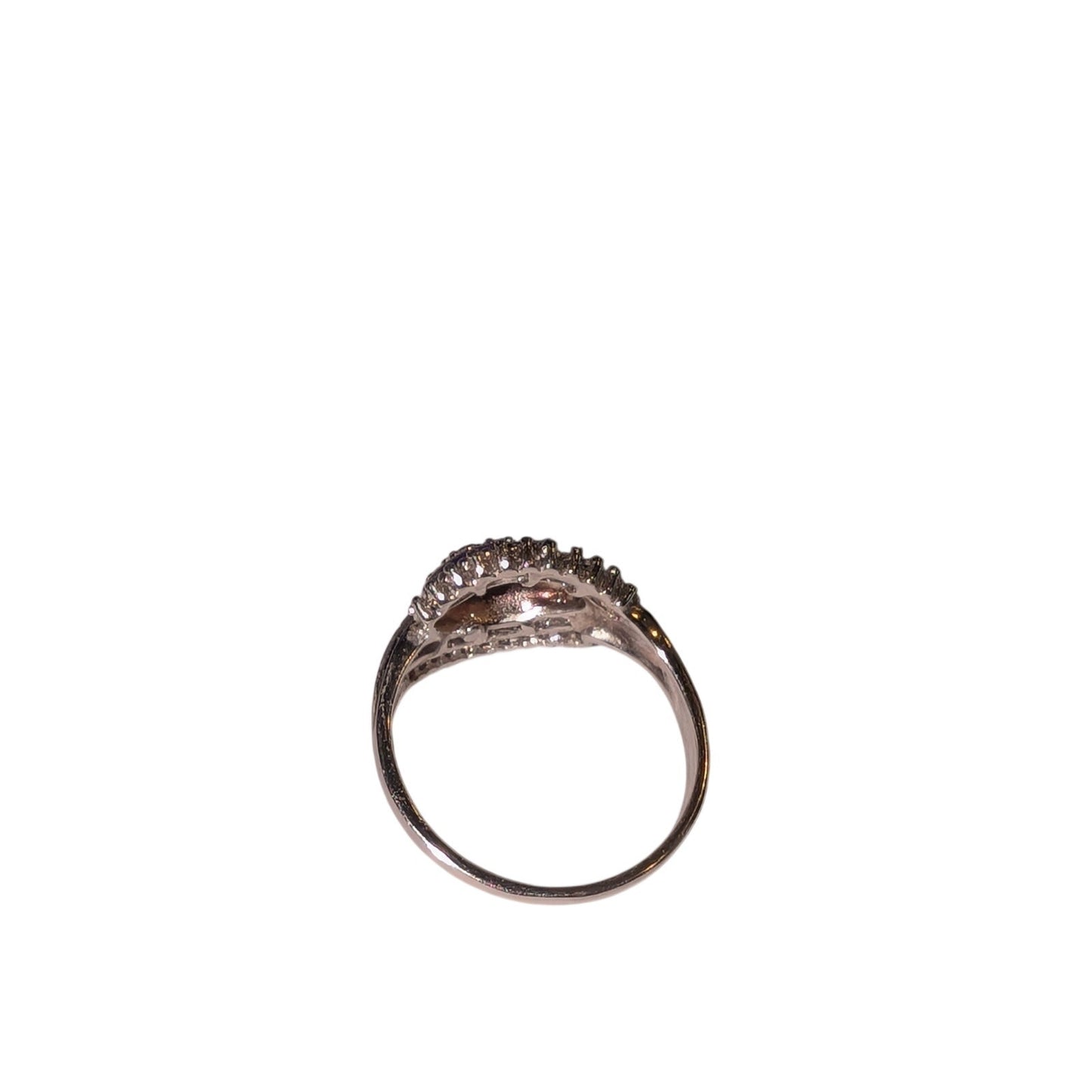 925 Sterling Silver Baguette & Round Diamond Ring Size 7