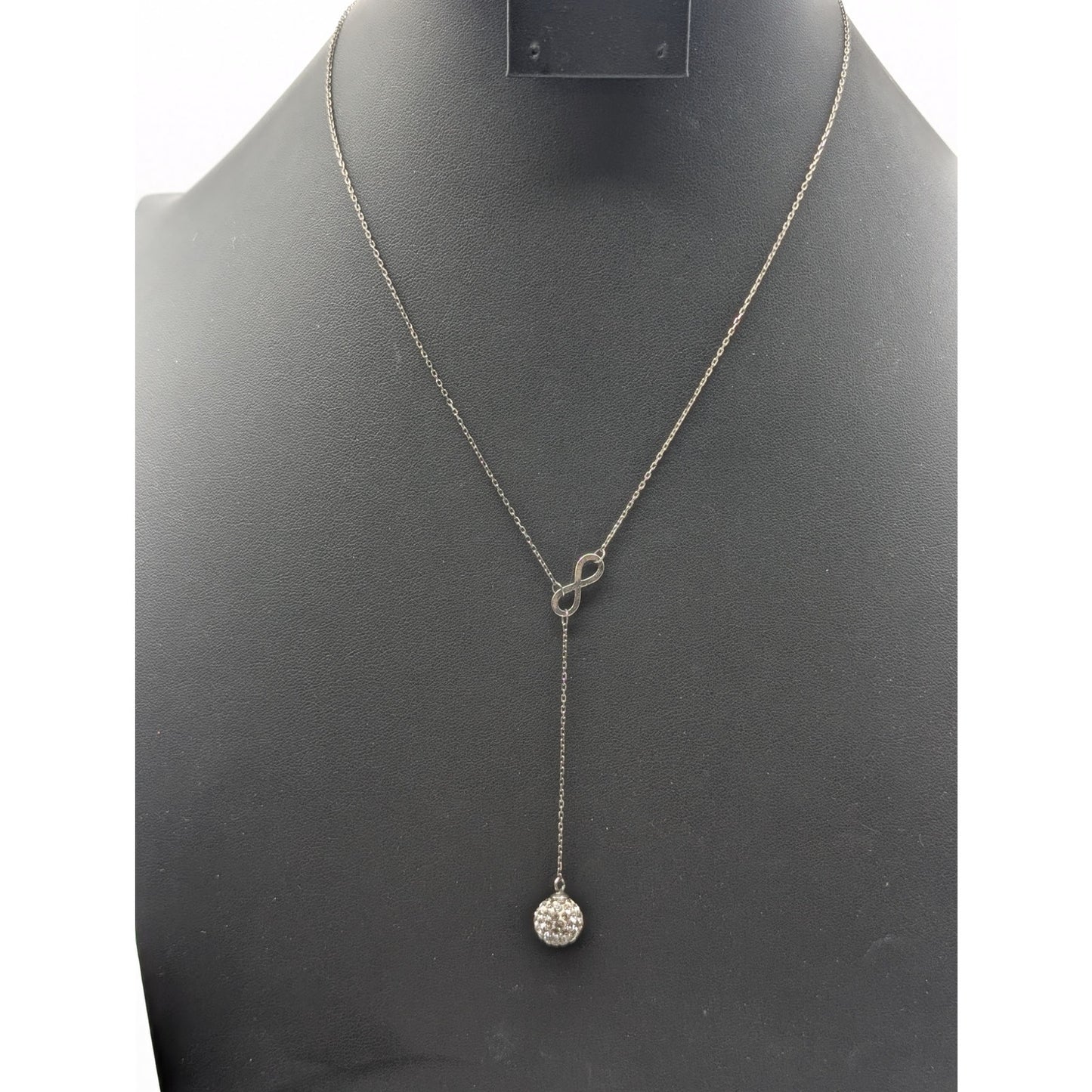 925 Sterling Silver 16" & 18" Infinity Crystal Orb Dangle Chain Necklace