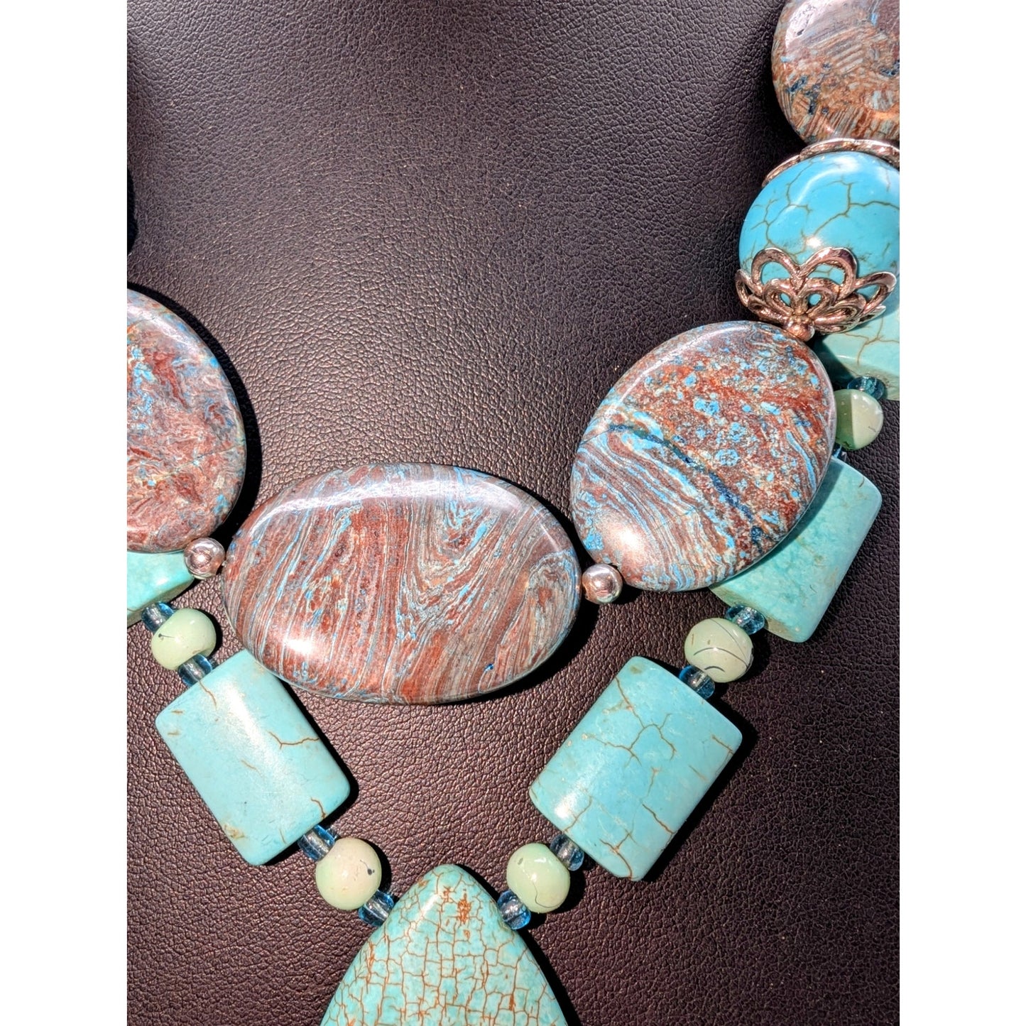 Mixed Lot of Two Blue Stone Necklaces and Six Stone Bracelets
