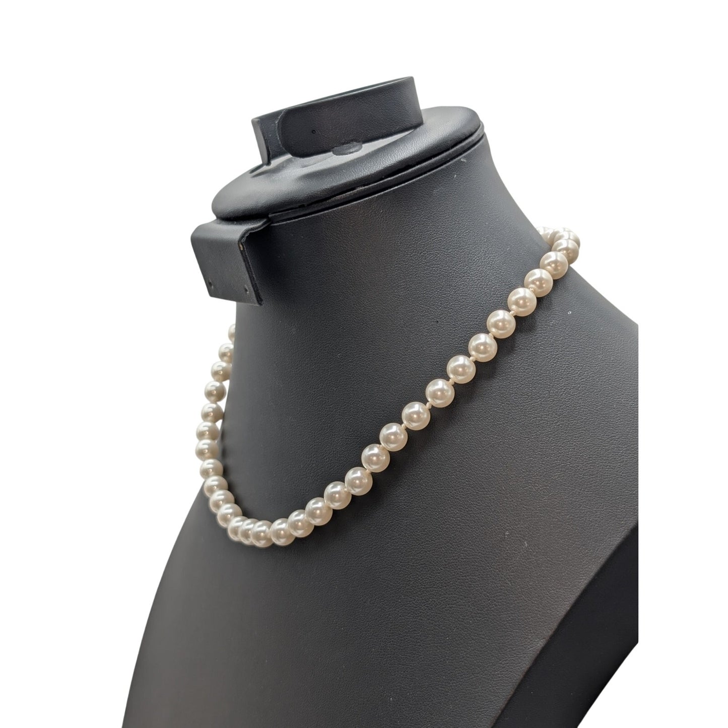 Vintage Glass Pearl Gold Tone Clasp 18" Necklace & Bracelet Set
