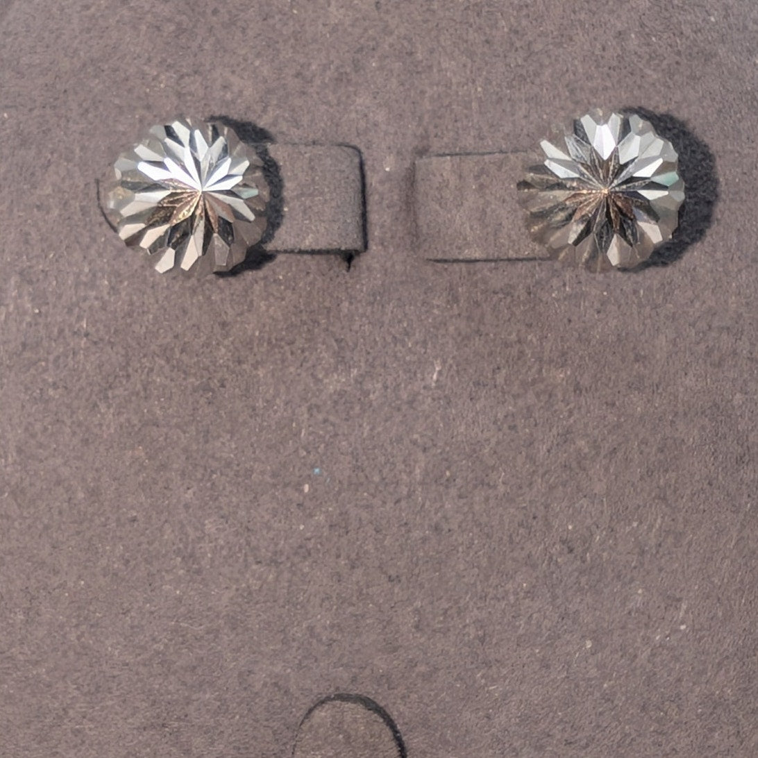 14k White Gold Diamond Cut Half Ball Stud Earrings Approx. 10mm