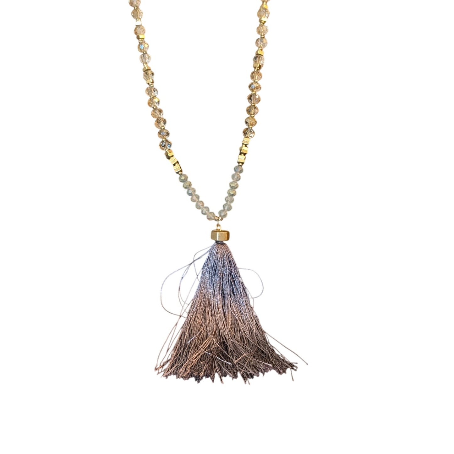 Loft Boho Crystal Beaded Tassel Necklace