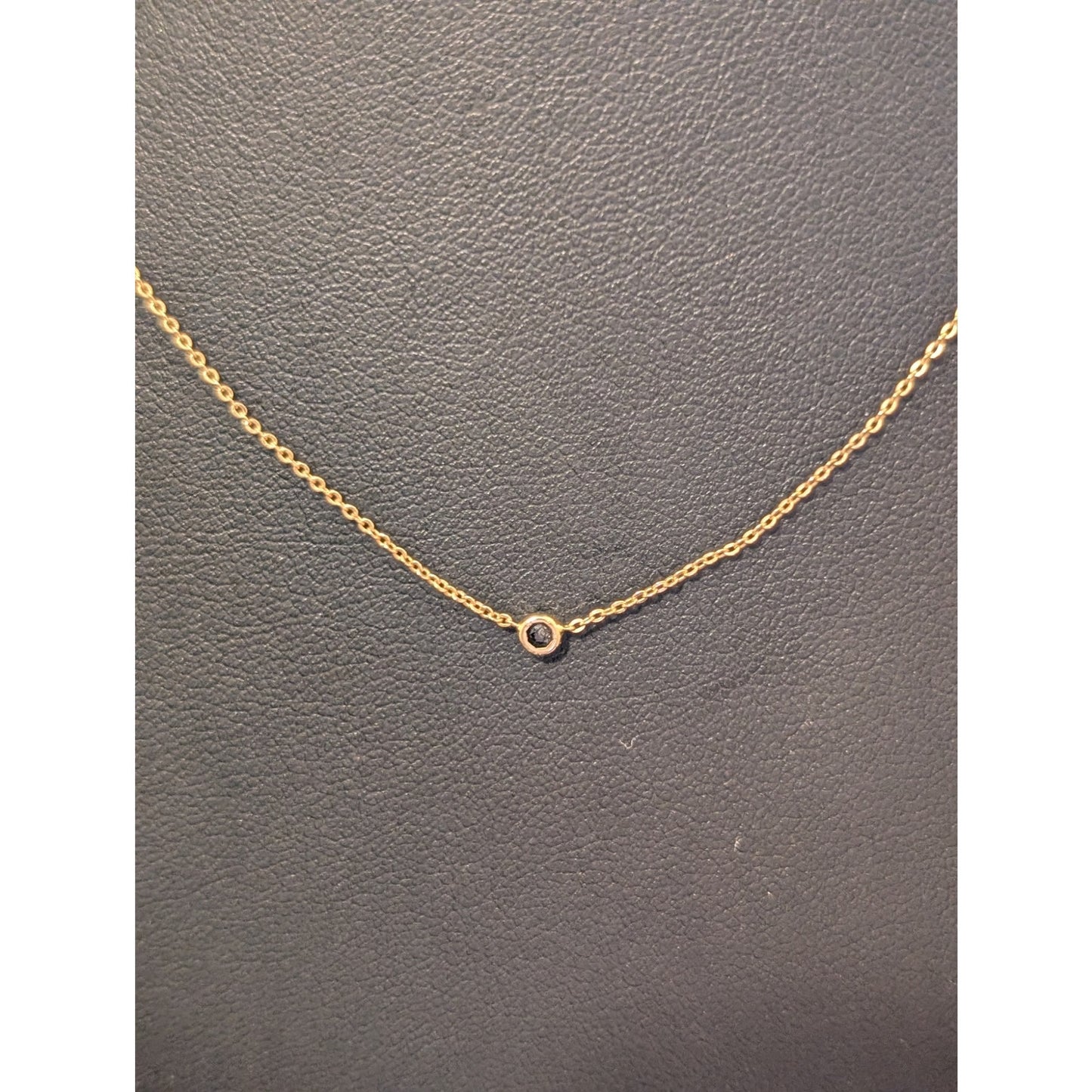Dainty Bezel Set Floating Gemstone Gold Tone Chain Necklace