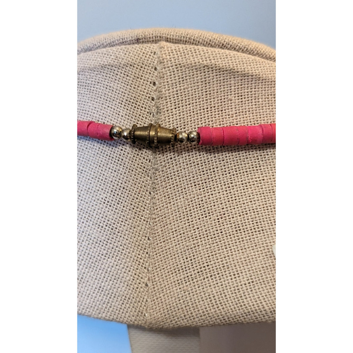 Vintage Pink Graduated Wood Disk Bead Necklace W/ Barrel Clasp