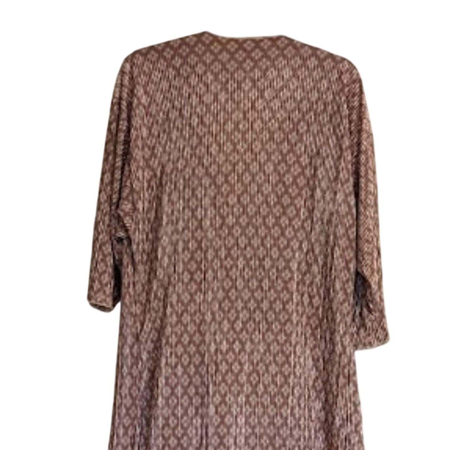LulaRoe Women's Size M Shirley Pink Geometric Open Long Duster Cardigan Pleated