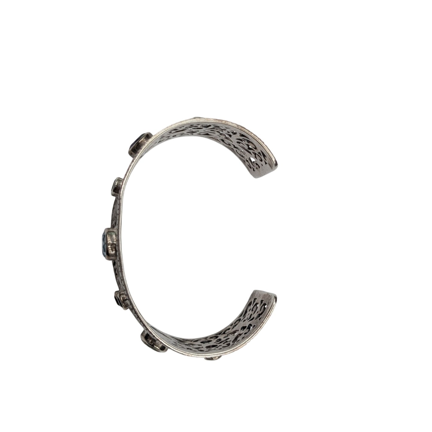 Samuel Benham 925 Sterling Bezel Set Multi-Gemstone Scroll Cuff Bracelet 40.69g