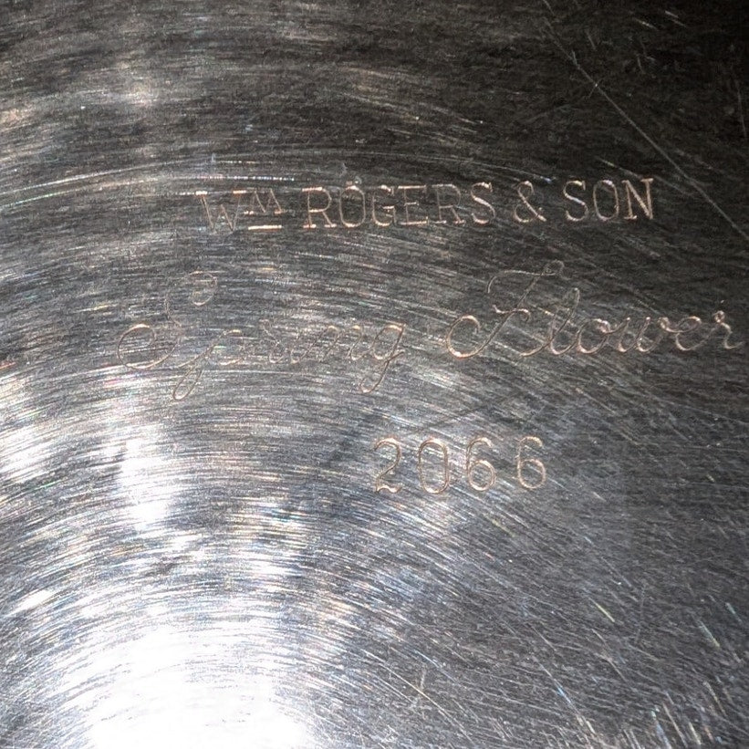 Wm Rogers & Son Spring Flowers 2066 Silver Plate Chip & Dip Platter Tray VTG