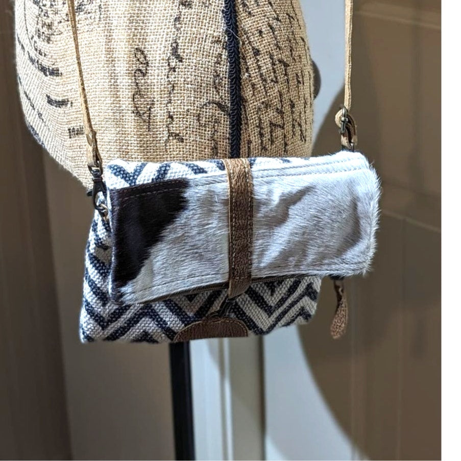 Myra Bag Devious Upcycled Canvas & Cowhide Crossbody Bag