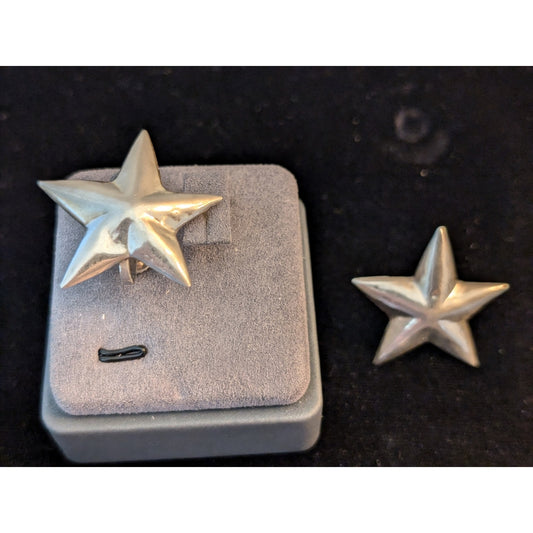 Vintage 925 Sterling Silver Mexico Screw On Star Earrings
