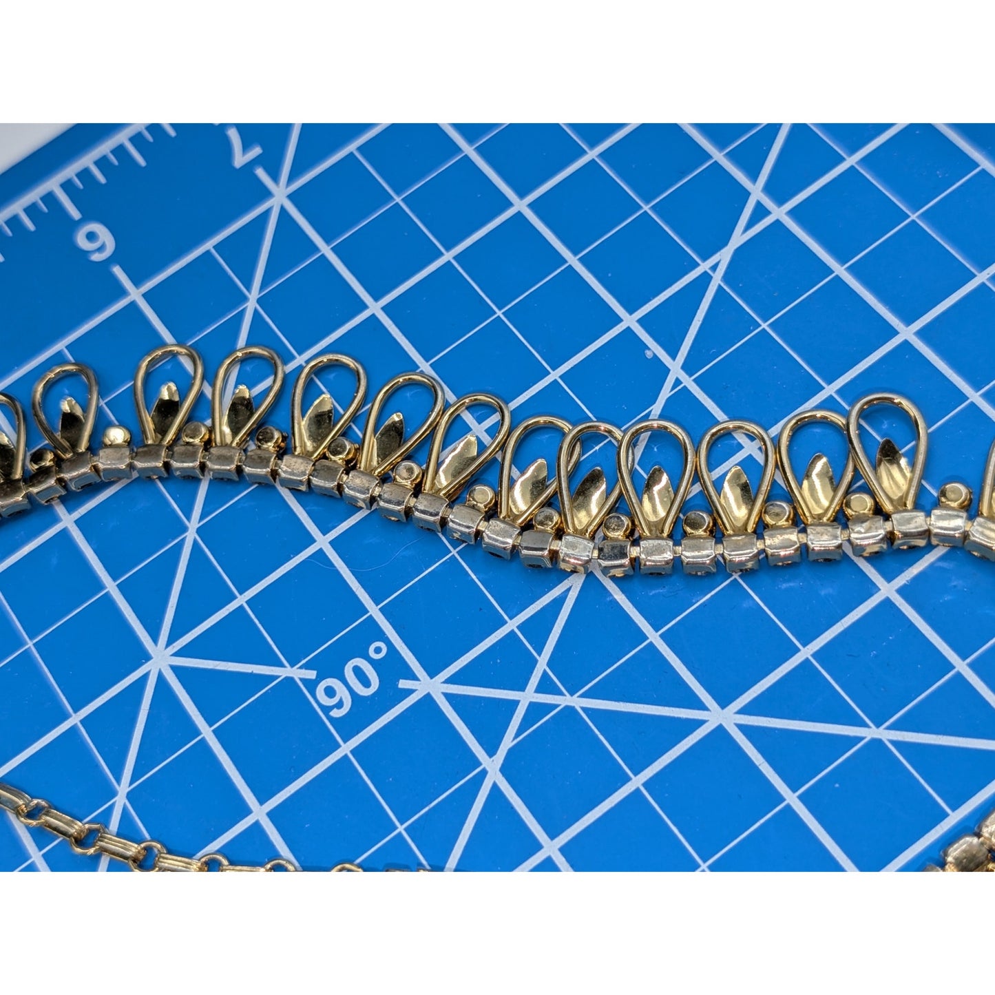 Sarah Coventry Vintage Chain-De-Lites Gold Tone Rhinestone Necklace