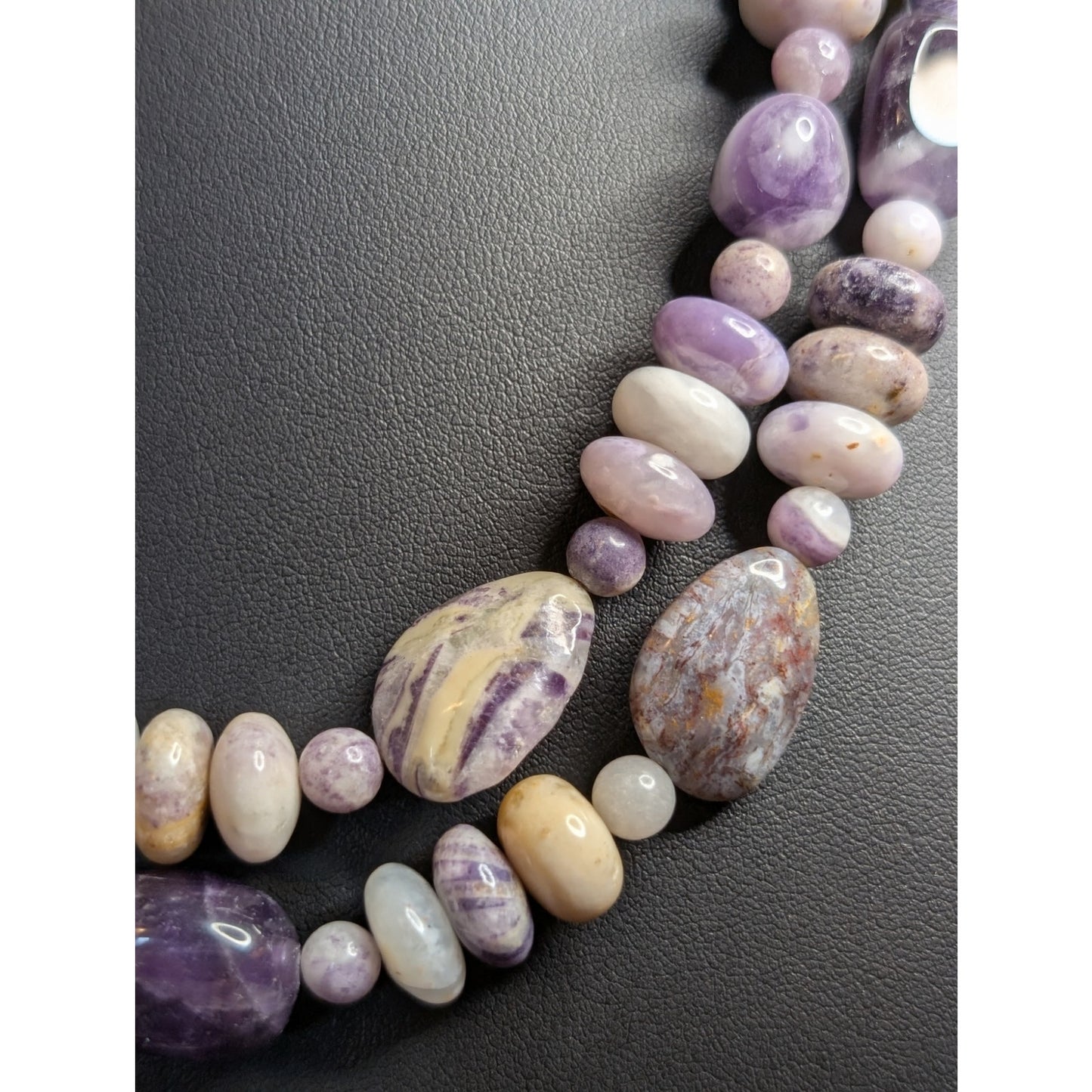 Jay King DTR 925 Sterling Amethyst Jadeite Bead Single to Double Strand Necklace