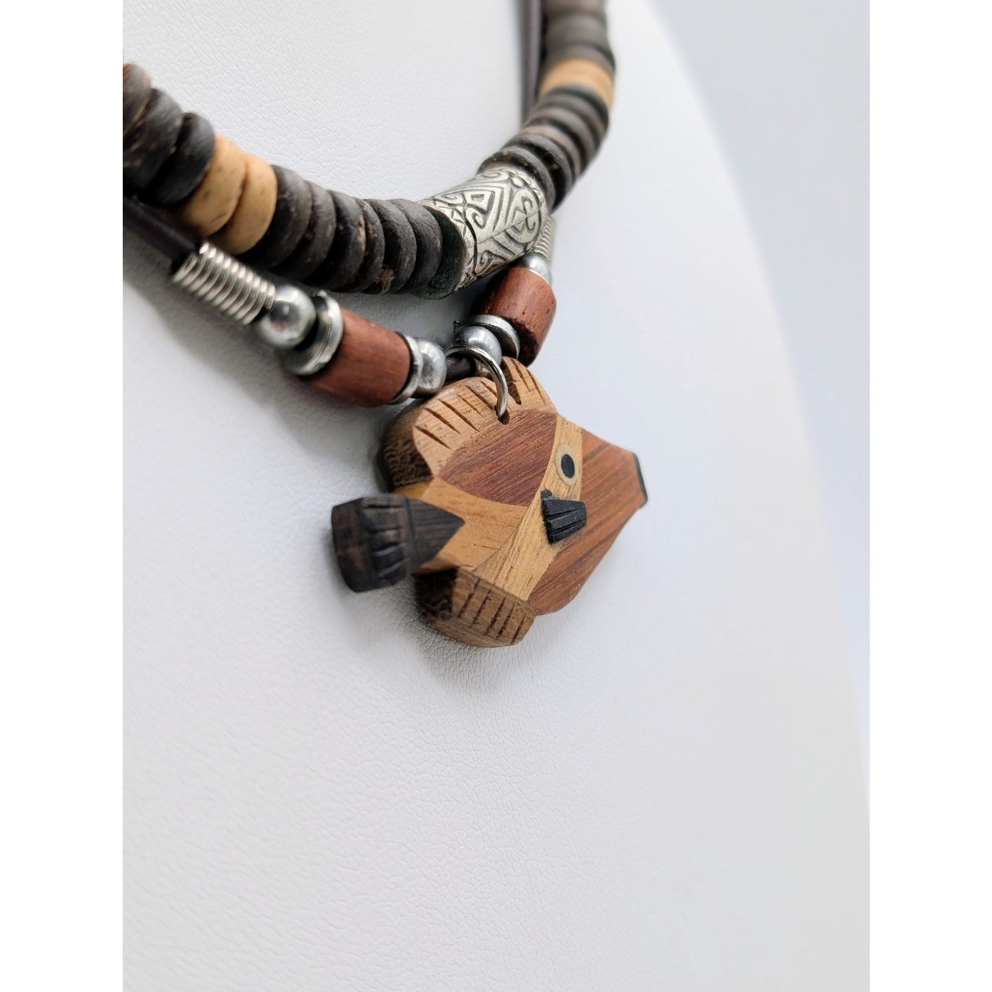 3 Piece Coconut Shell Bead & Inlay Fish Pendant Necklace & Bracelet Lot