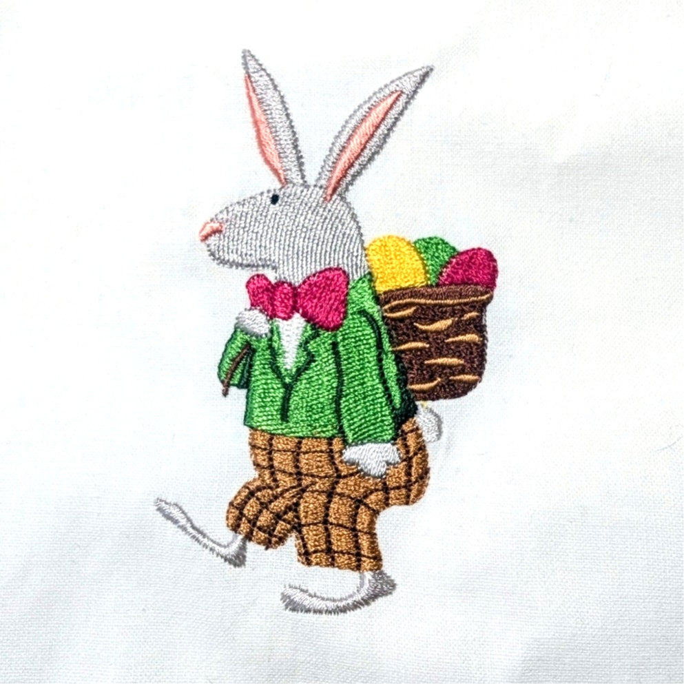 Set of Two Embroidered Bunny 100% Cotton Napkins