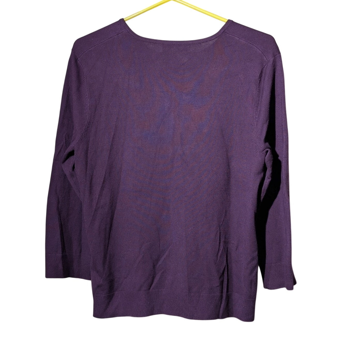 Cable & Gauge Purple 3/4 Sleeve Cardigan Ribbed Hem Sweater Womens Sz XL