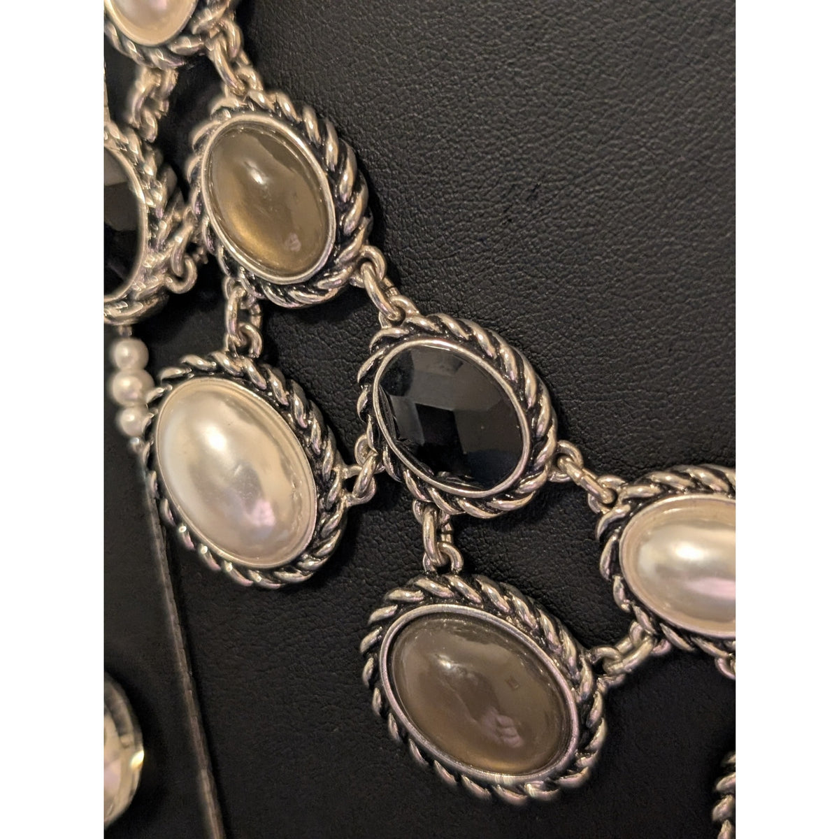 Lot of Three Layered Coordinating Pearl Crystal Bead Chain Necklaces