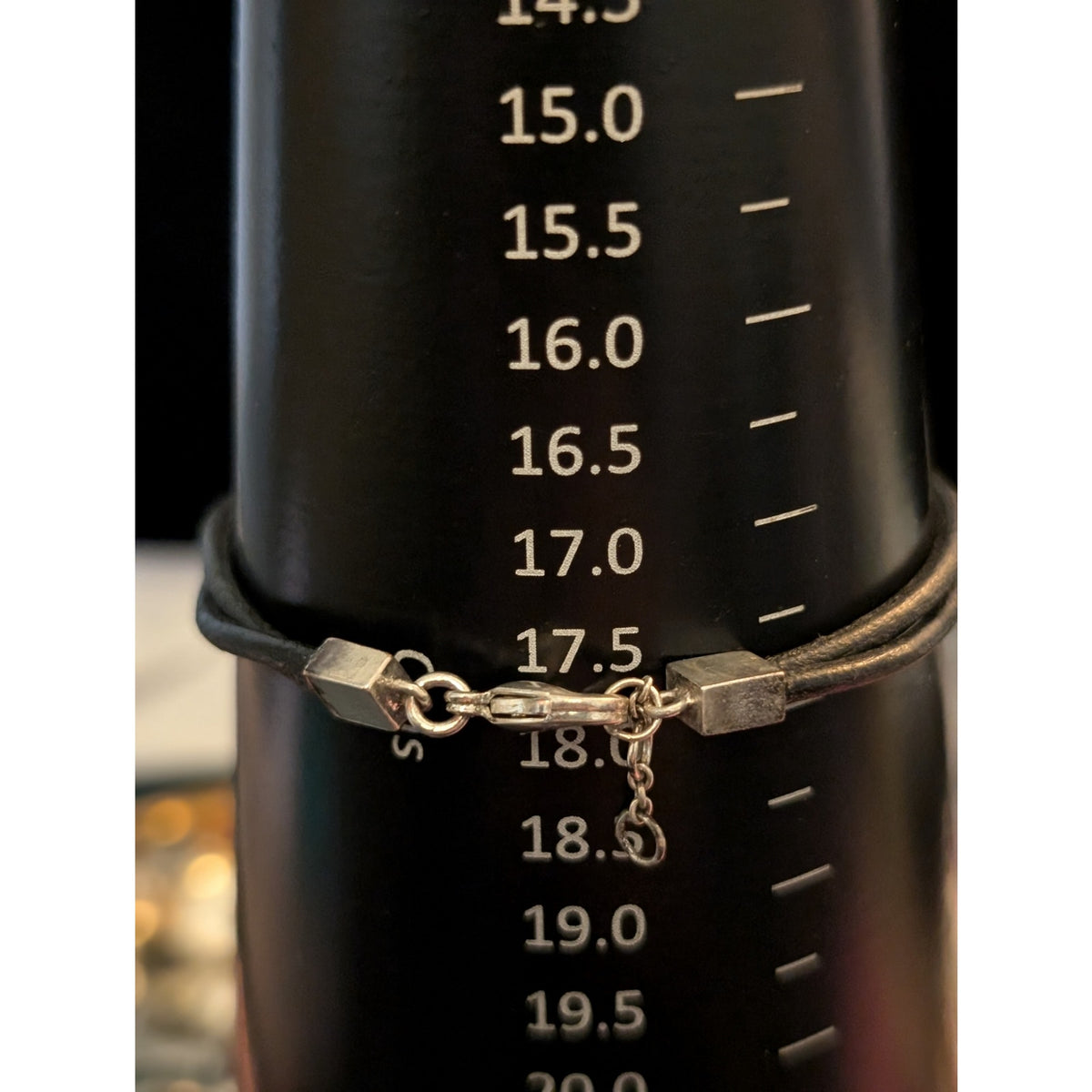 Silver Tone Leather Cord Engraved 'Emmy' Bracelet