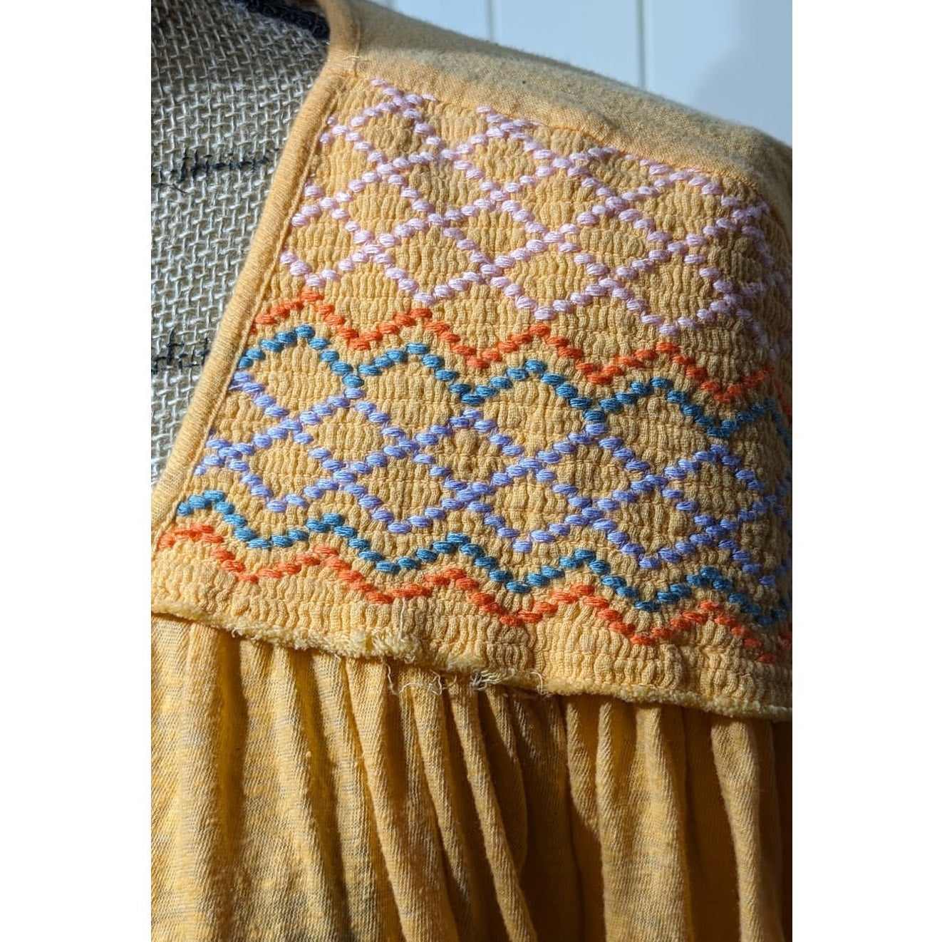 Free People Carrot Ginger Embroidered Dolman Boho Tie Market Tee Womens Sz M