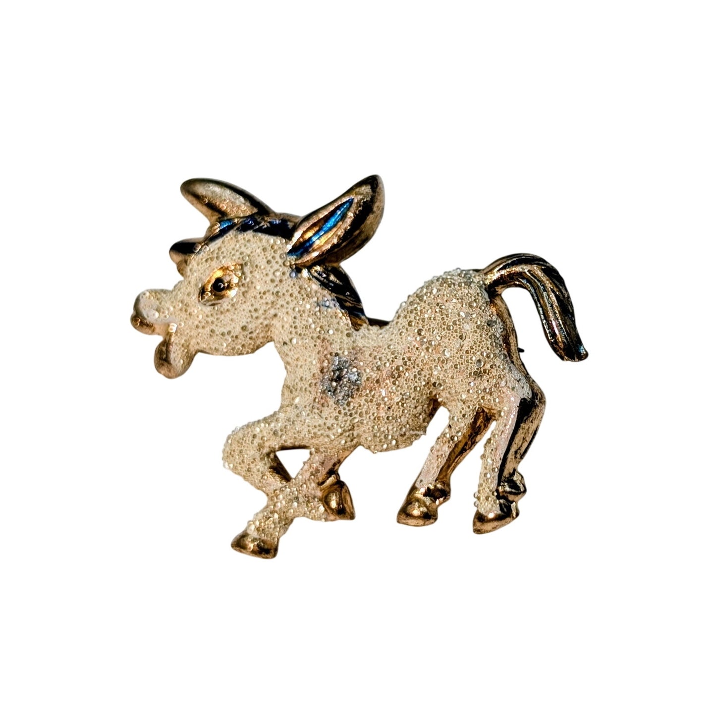 Vintage Textured Gold Tone Made in Korea Donkey Pin