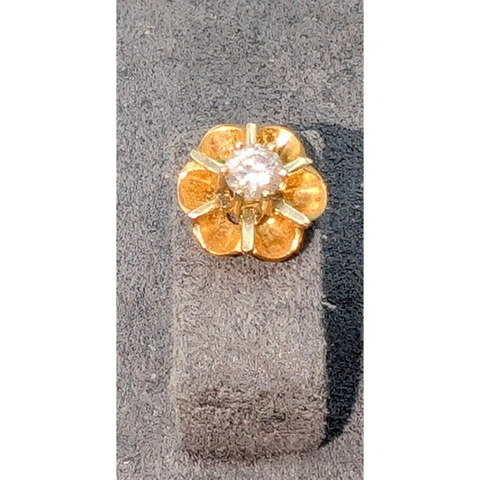 Single 14K Gold 4mm 1/2 Carat TDW Diamond Buttercup Ear Stud Earring .62g