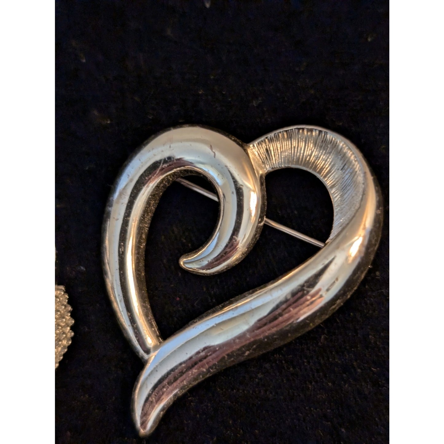 Two Vintage Signed Sarah Cov Flower & Napier Open Heart Brooches