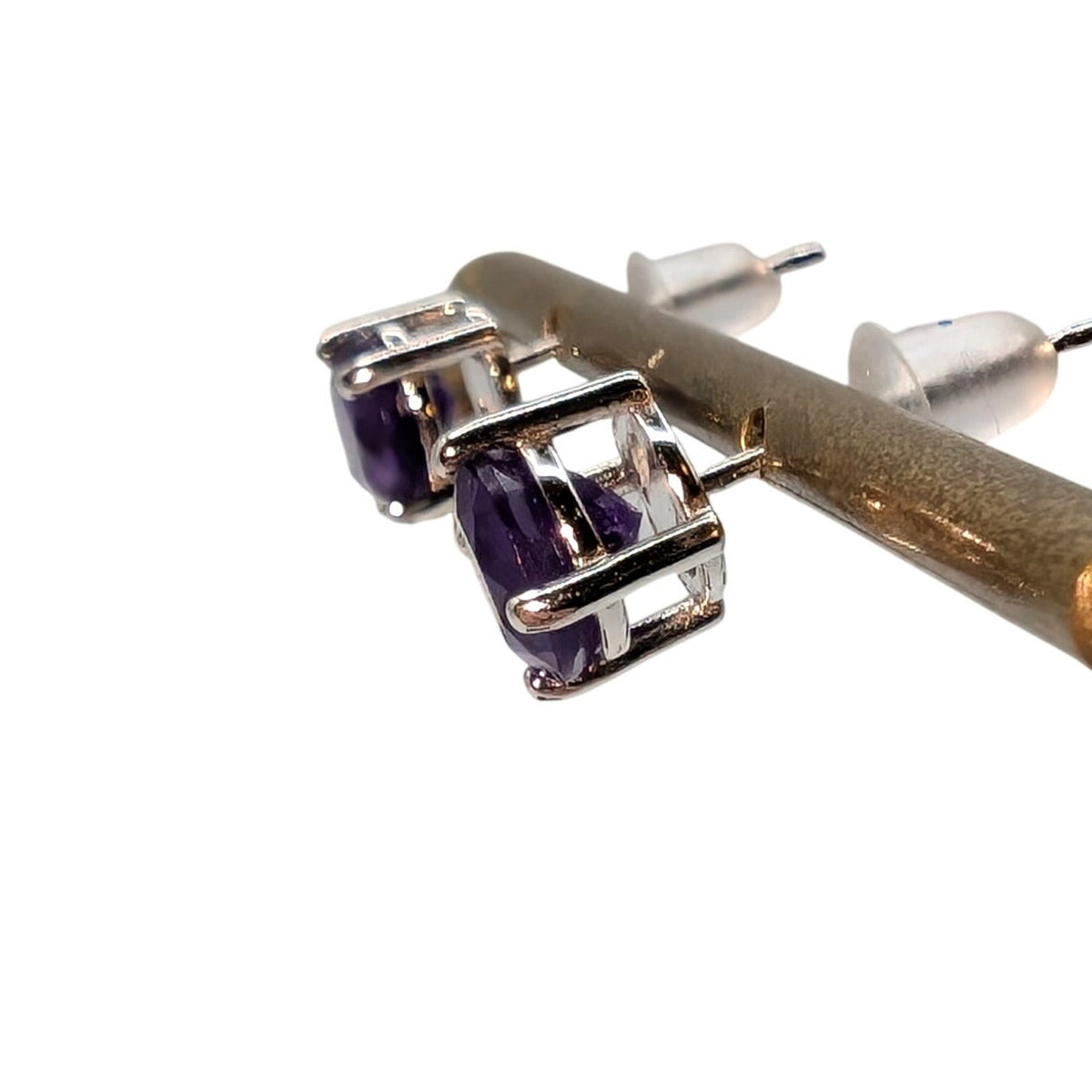 925 Sterling Silver Amethyst 6mm Stud Earrings