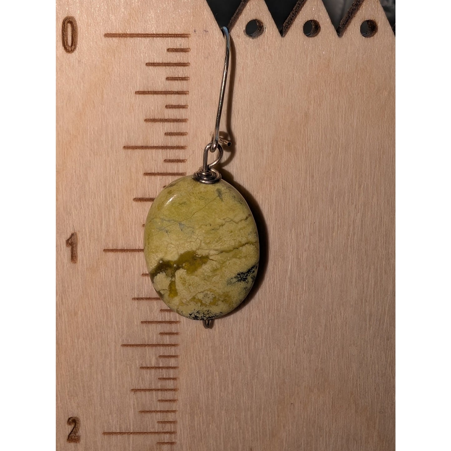 Vintage Green Stone Dangle Earrings W/ Kidney Wires