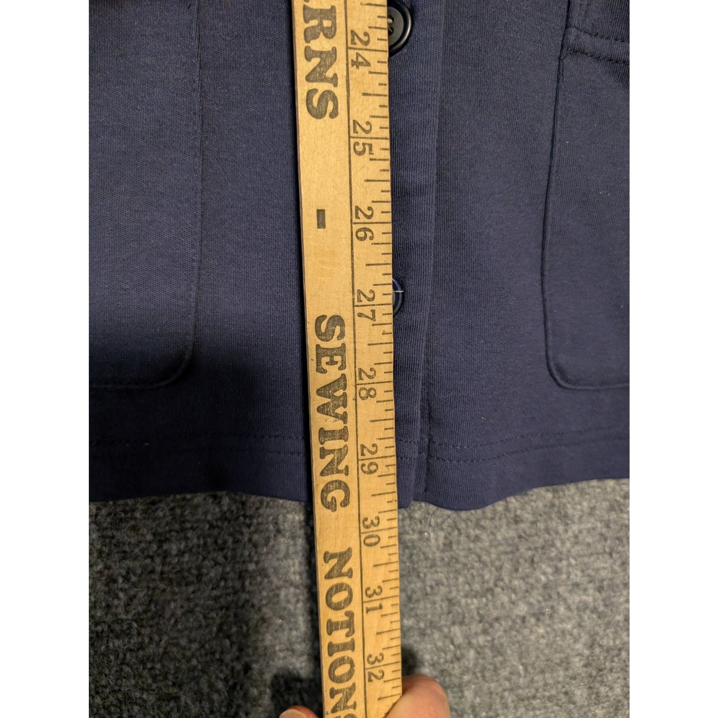 Vtg Lands'End Navy Button V-Neck Cotton Cardigan Sweater Womens' L (14-16)