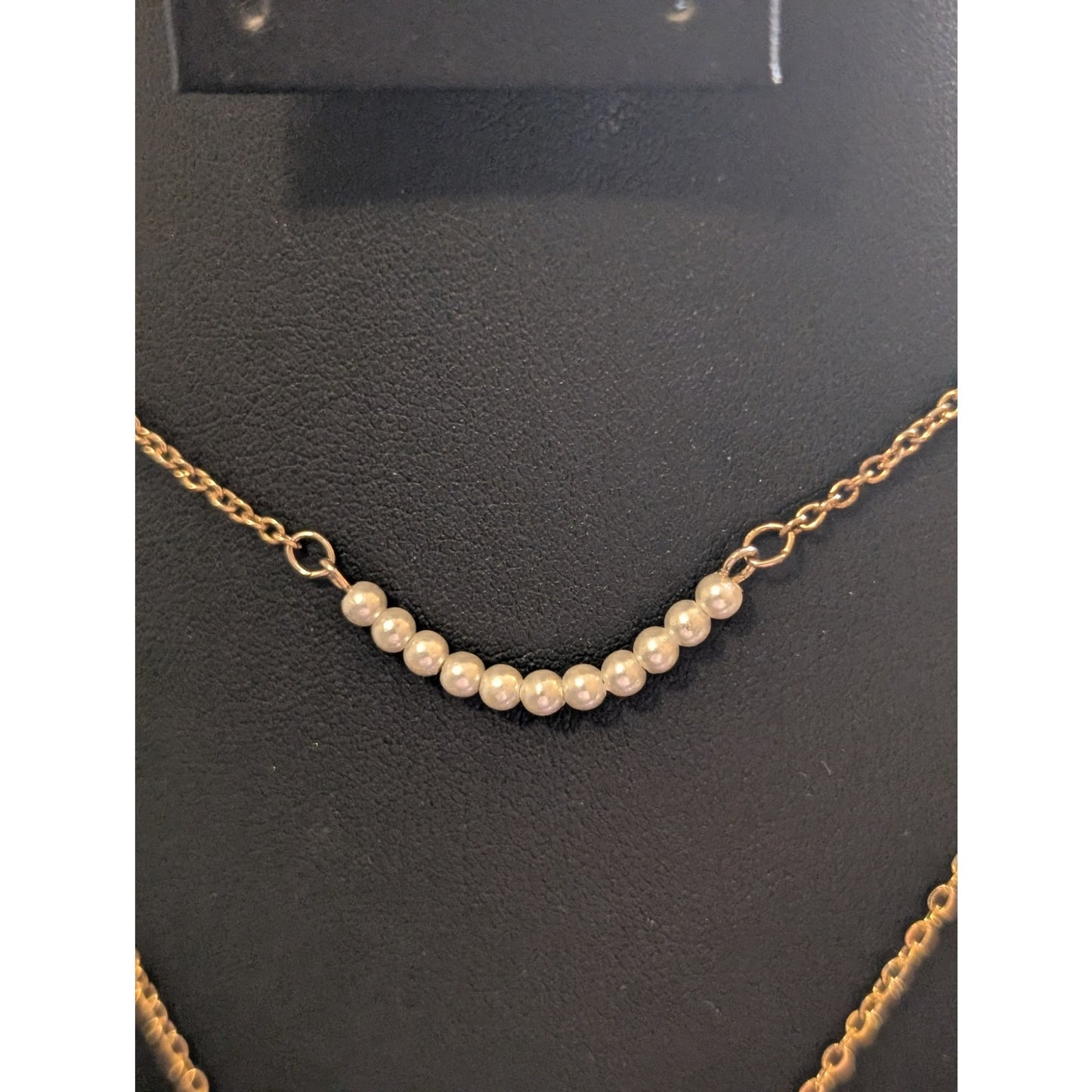 Three Layered Gold Tone Crystal Pearl Heart Necklaces