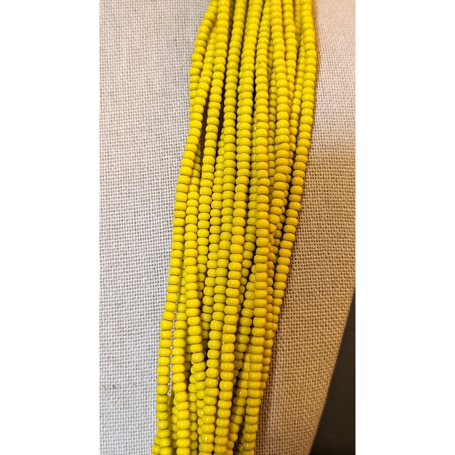 Naga Yellow 18 Strand Glass Seed Bead Ethnic Tribal Boho Necklace