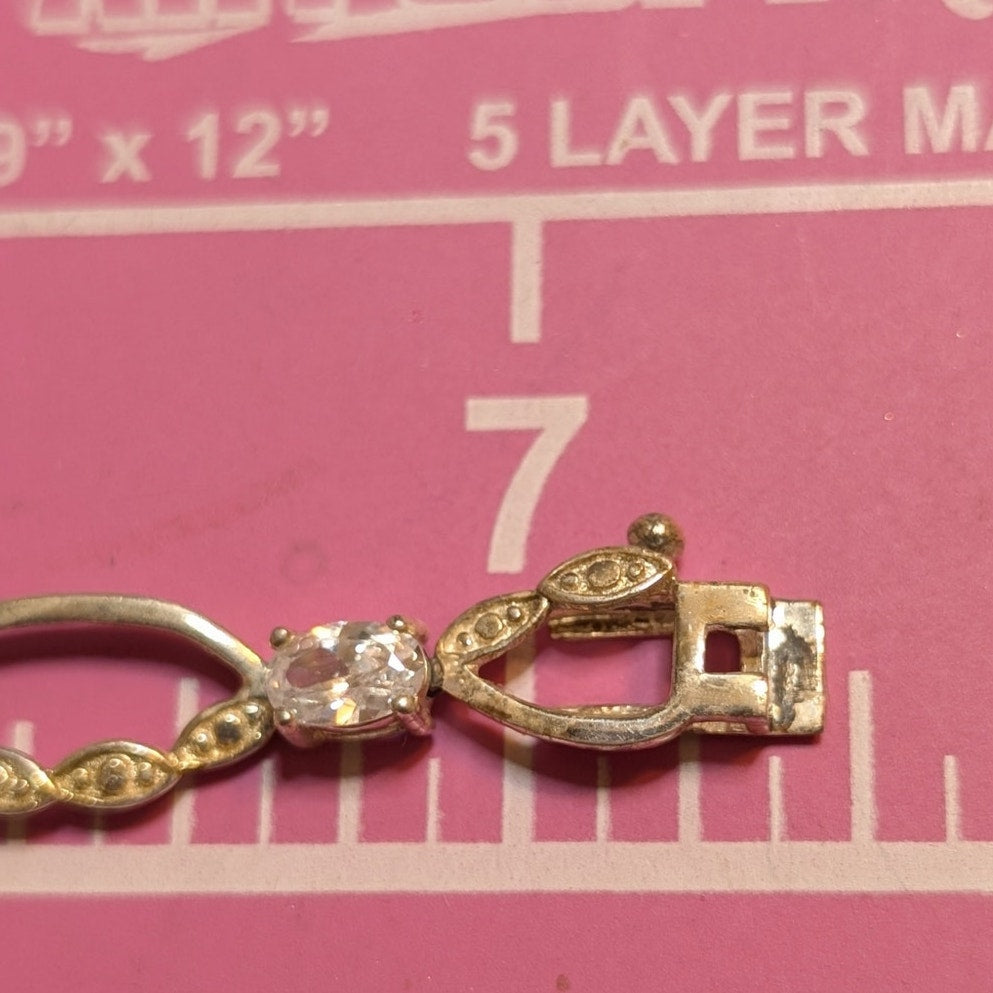 925 Sterling Silver CZ Oval Link Tennis Bracelet SU CH CZ