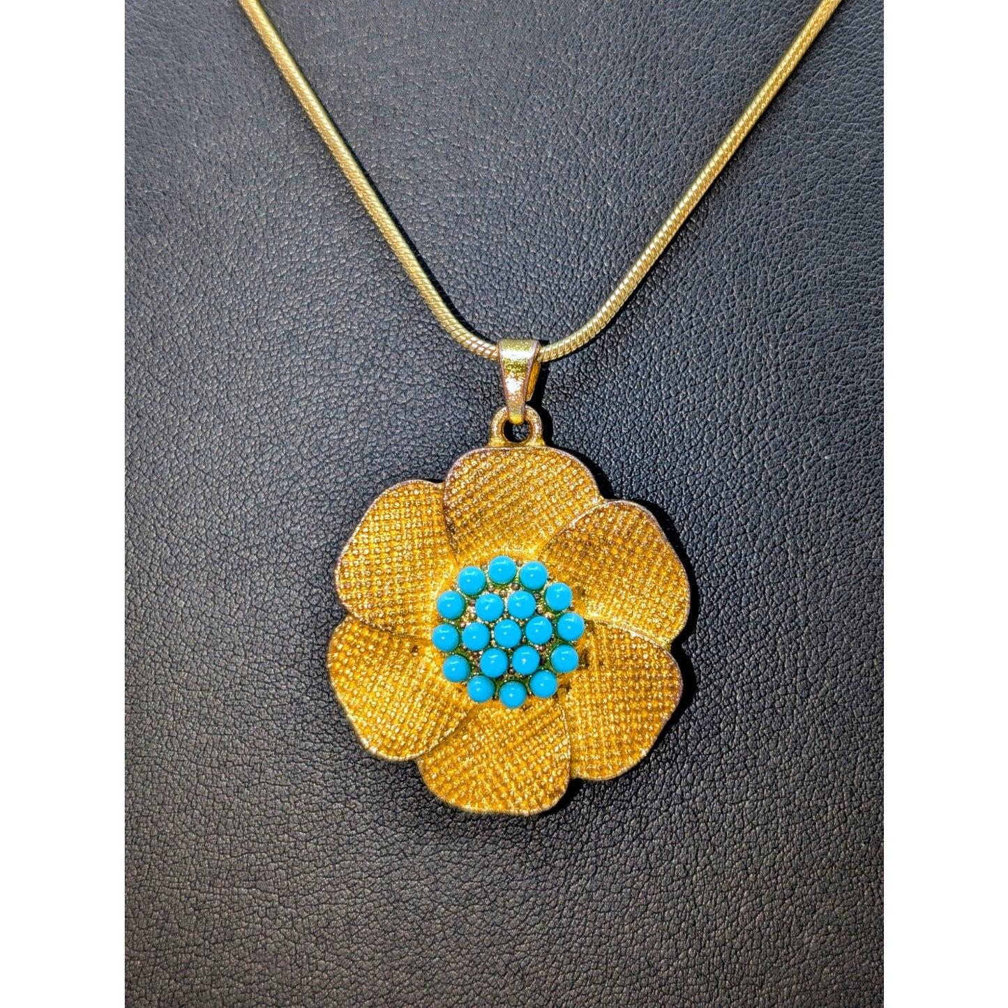 Three Piece Vintage to Modern Gold Tone & Turquoise Bead Jewelry Lot