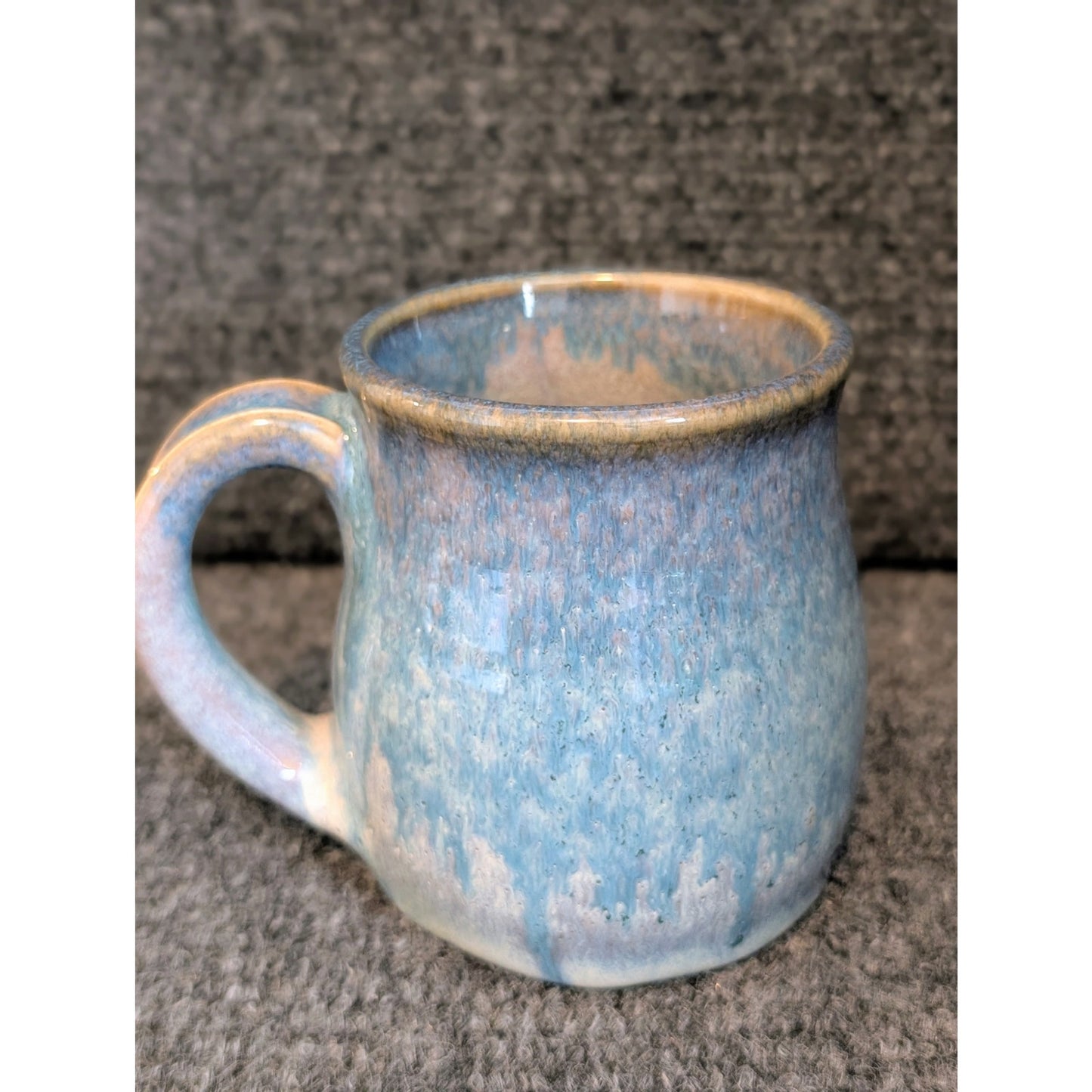 Signed Light Blue Hand Thrown Pottery Coffee Mug